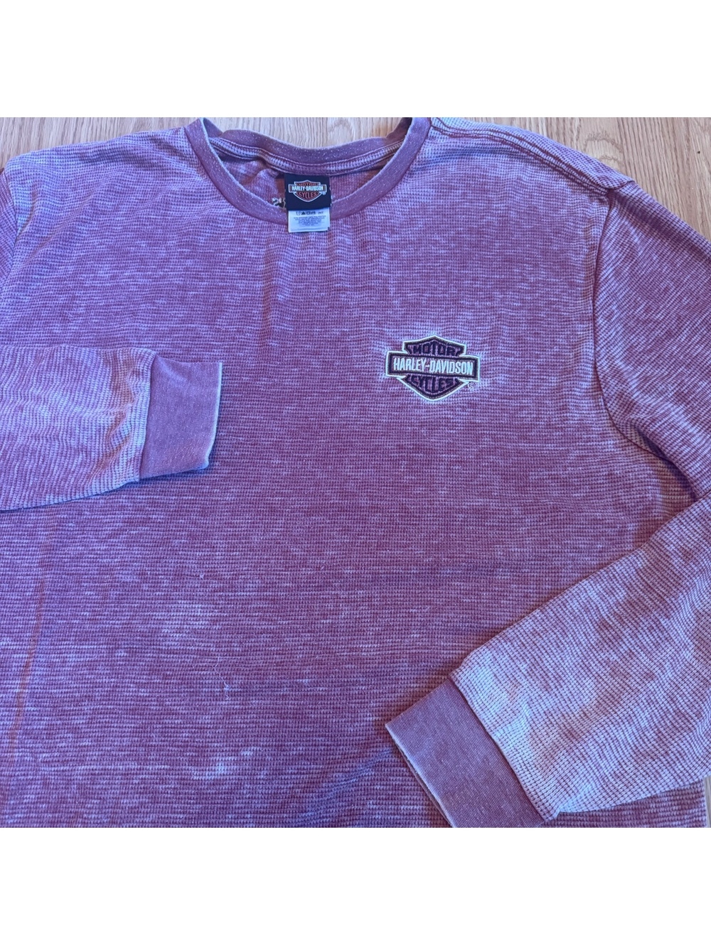 Harley Davidson Waffle Knit Lightweight Longsleeve Maroon Shirt Size 2X